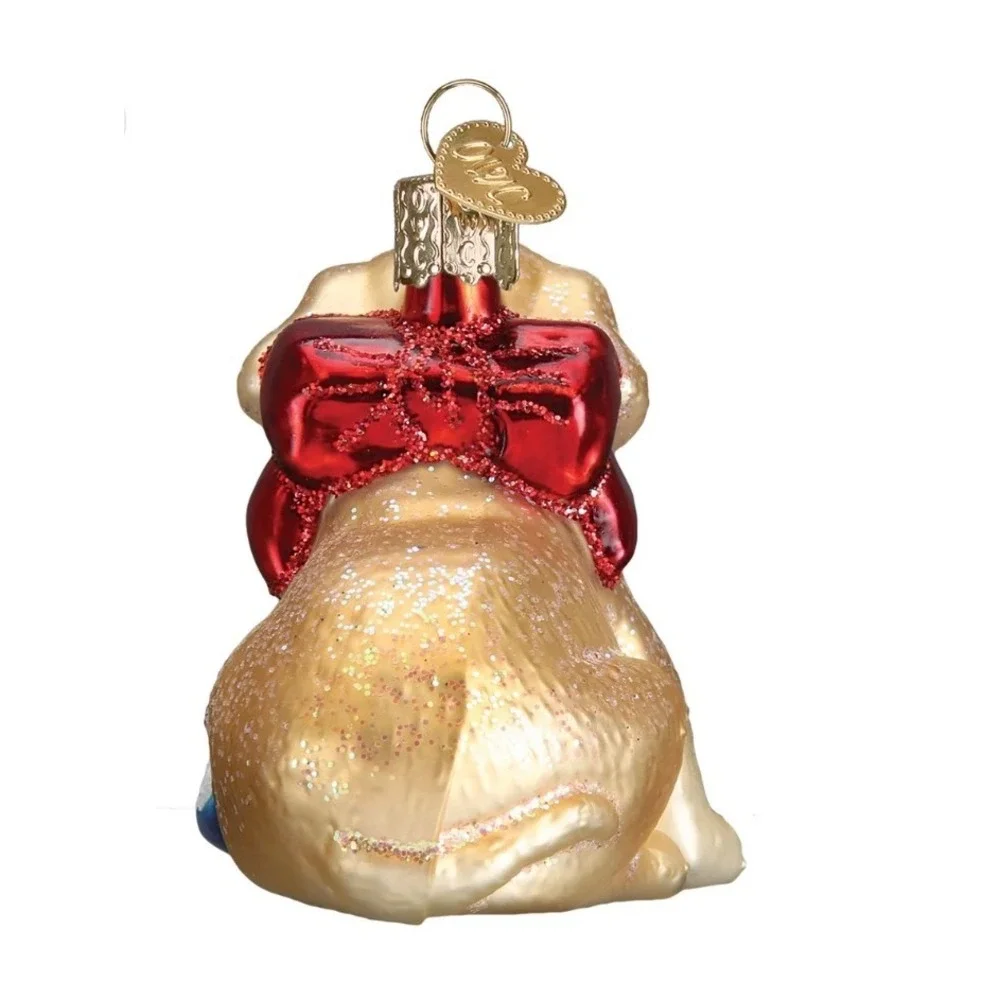 Old World Christmas Golden Labrador Puppy Glass Ornament Yellow Lab OS Gold New